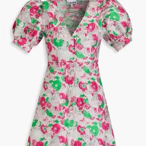 GANNI Floral Pink and Green Women's Dress